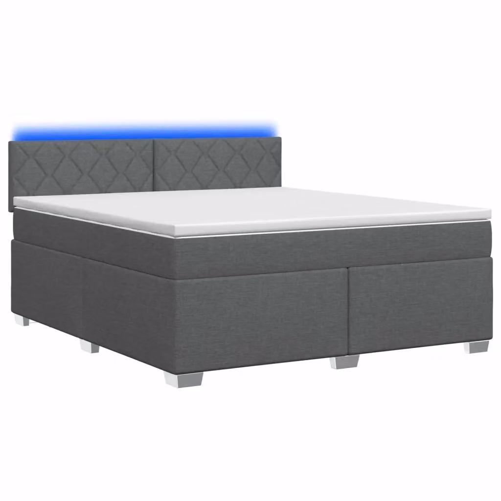 Letto con Box Spring, Materasso Ibrido e Illuminazione LED vidaXL, Grigio, L/P/H: 140 x 200 x 88 cm – 2