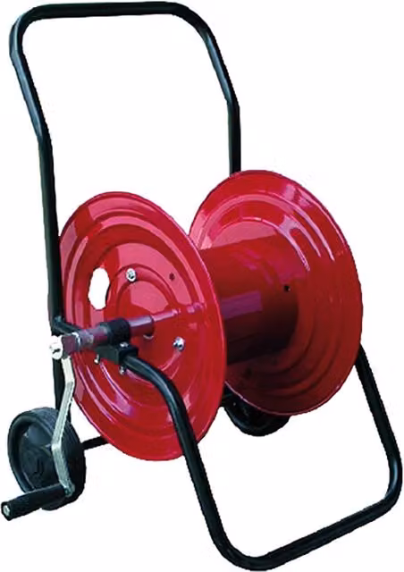 Avvolgitubo a carrello Iperbriko in plastica rosso, versioni 3/4x50 mt e 1/2x100 mt