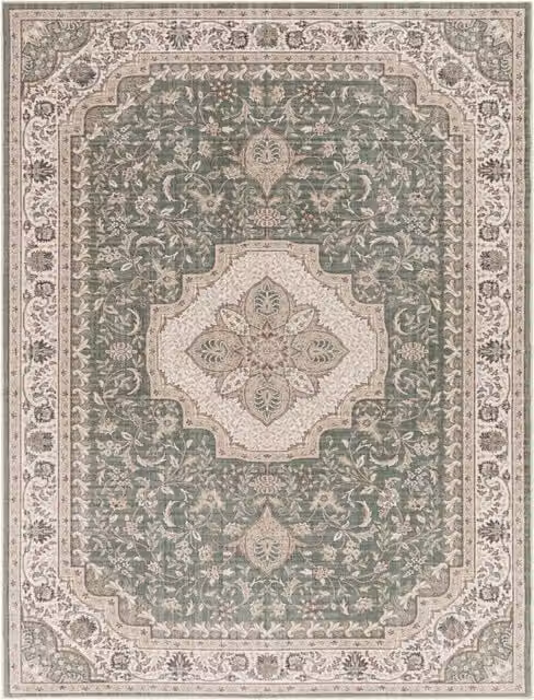 Tappeto Sami verde lavabile e antiscivolo in poliestere stile moderno e orientale L: 340 cm, P: 240 cm