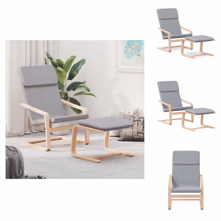 vidaXL Poltrona relax con sgabello in tessuto grigio chiaro - Poltrona