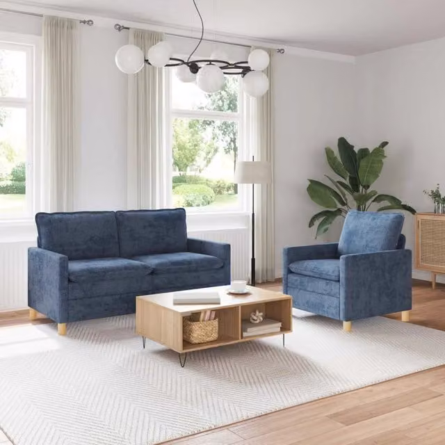 Set di divani 2 pz Blu Poliestere 3417093