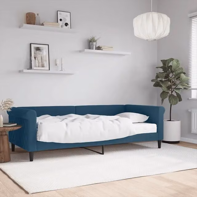 Divano Letto con Materasso Blu 90x200 cm in Velluto 3197746