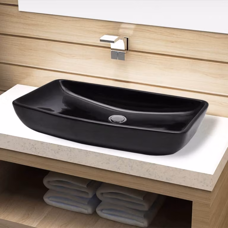 Lavabo in Vetroceramica nero rettangolare