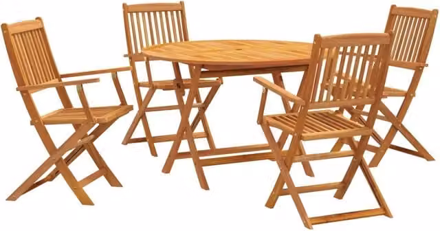 Set da Pranzo per Giardino 5 pz | Set Salotto da Giardino in Legno Massello di Acacia
