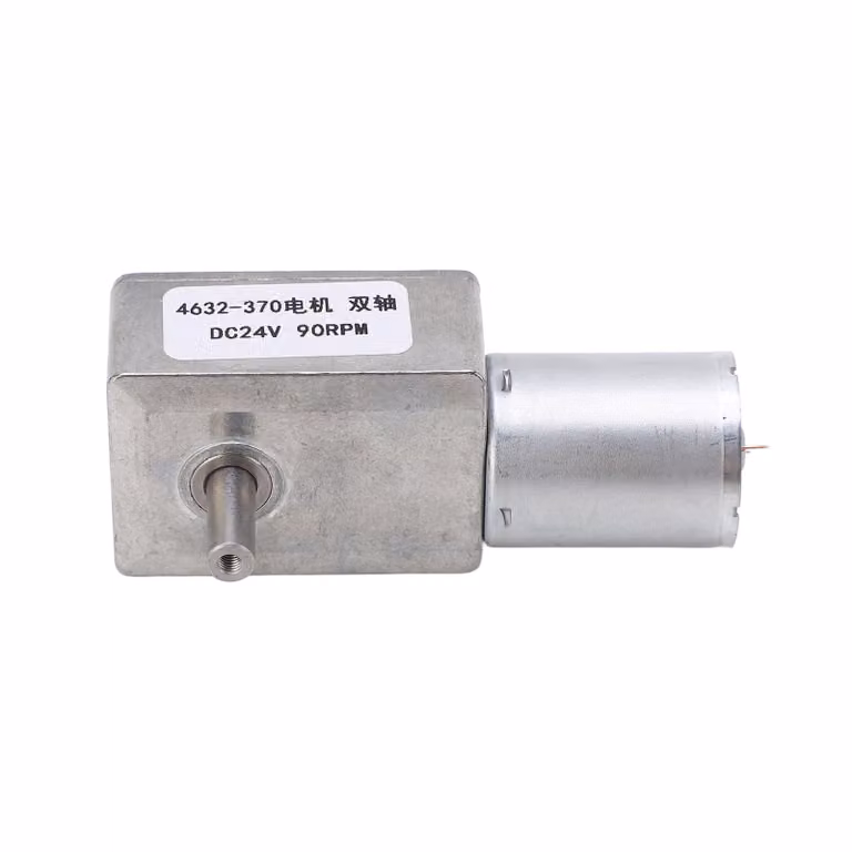 Motoriduttore a corrente continua, doppio albero, senso di rotazione regolabile, turbina quadrata, ingranaggio a vite senza fine, riduzione della velocità, 24 V CC, 90 giri/min