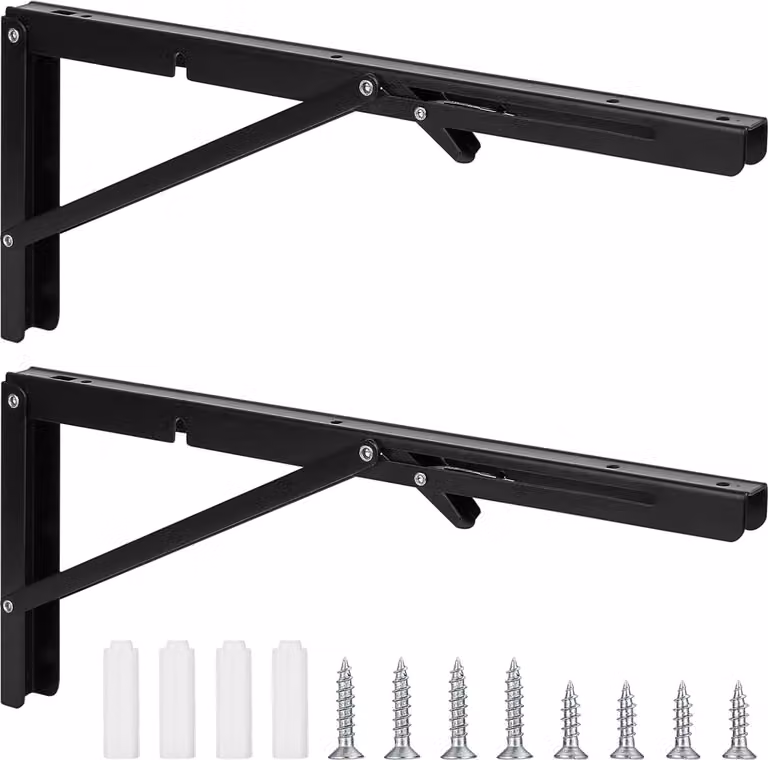 Console pieghevole - supporto stabile per ripiano angolare - nero - 40 cm