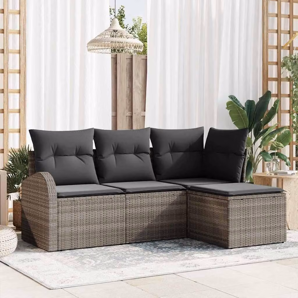 Maison Exclusive - Set di divani con cuscino 4 pcs Grigio polyrattan
