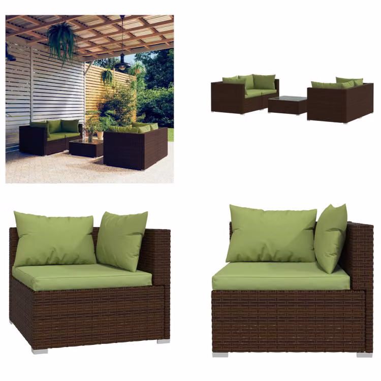 vidaXL set salotto da giardino 5 pezzi con cuscini in rattan marrone - set salotto da giardino - set salotto da giardino - set salotto da patio - set divano da patio