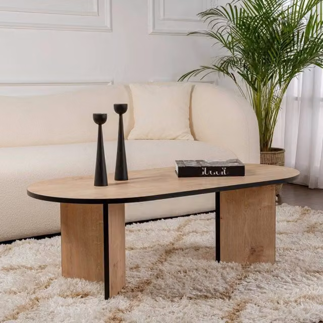 Tavolino da salotto rettangolare DMORA in legno color quercia e nero, L: 119 cm, P: 60 cm, H: 40 cm – 1