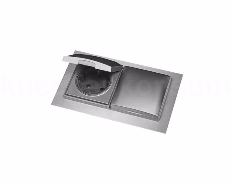 Presa di corrente da incasso Thebo 17476 in acciaio inox a 2 ingressi ST 3009 ST/2 con copertura argento