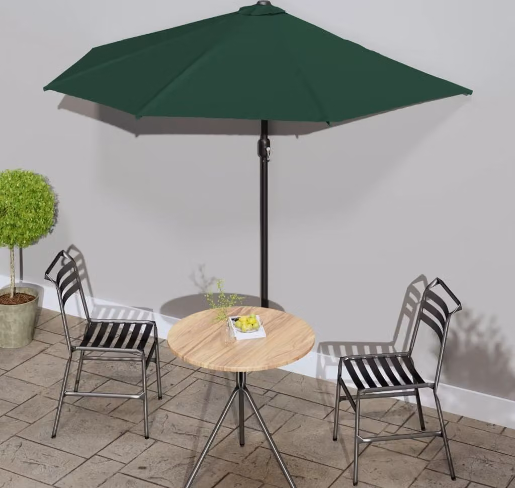 Maison Exclusive - Ombrellone da balcone con palo in alluminio, verde, 270x144 cm, semicircolare