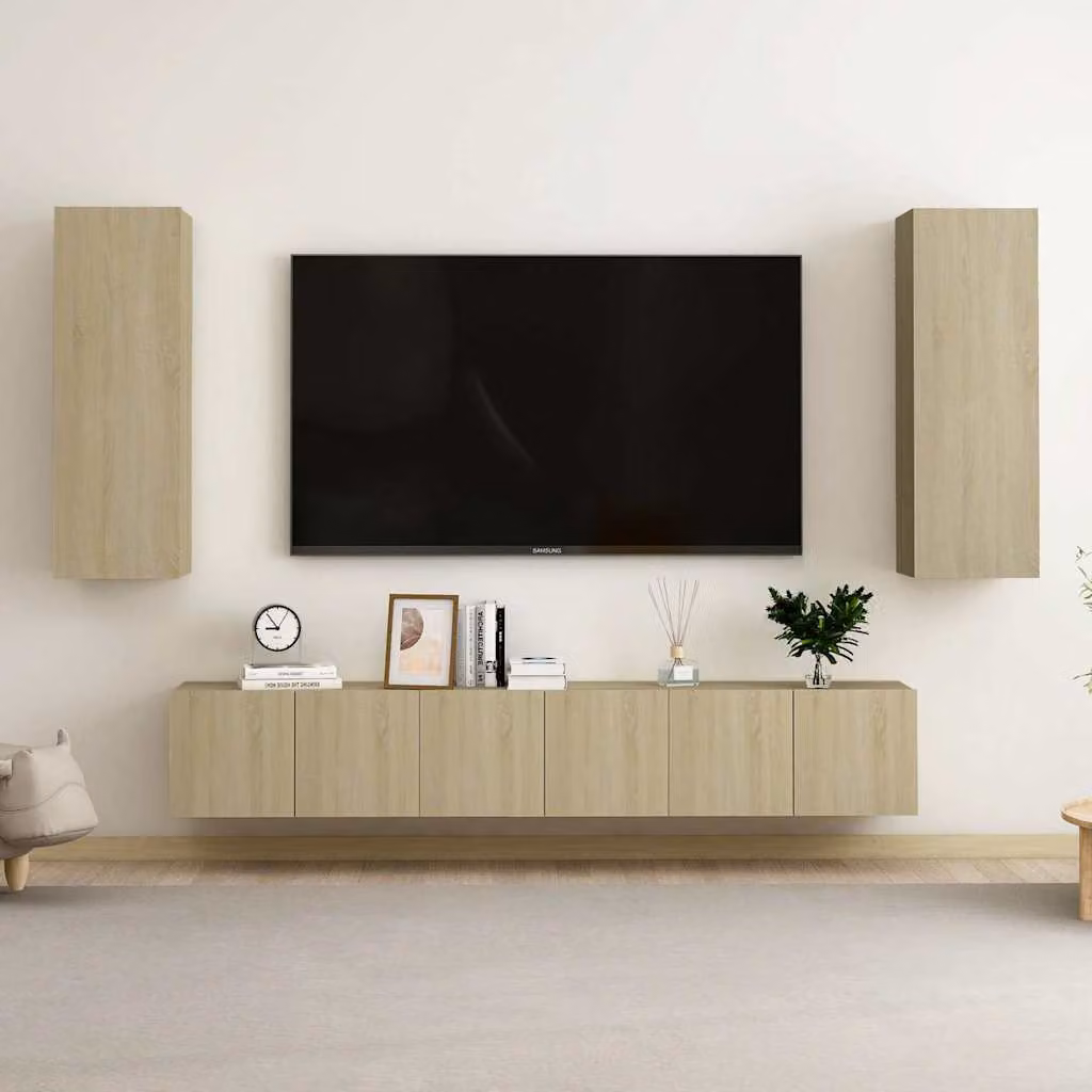 Set di mobili TV vidaXL 5 pezzi in legno multistrato e MDF, colore rovere sonoma beige e marrone, stile moderno per il tuo soggiorno
