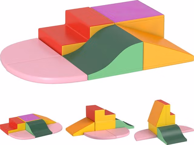 Set di costruzioni morbide HOMCOM per bambini da 1 a 3 anni, 6 pezzi in schiuma PU ed EPE multicolore