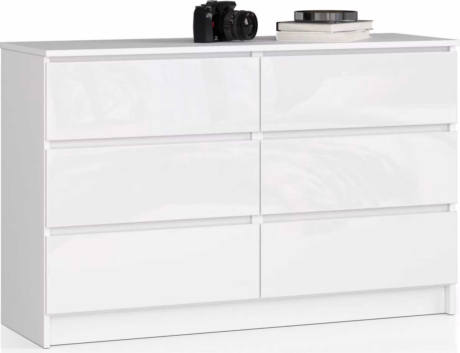 Akord Credenza 6 Cassetti Bianco/Bianco Lucido 120X40X77 Cm