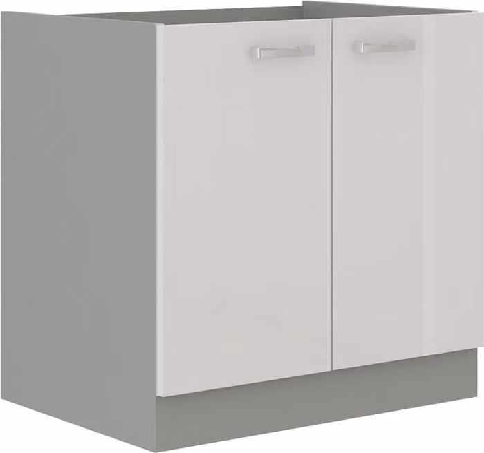 Armadietto inferiore a doppia anta ULLERIKE - larghezza 80 cm, bianco / grigio