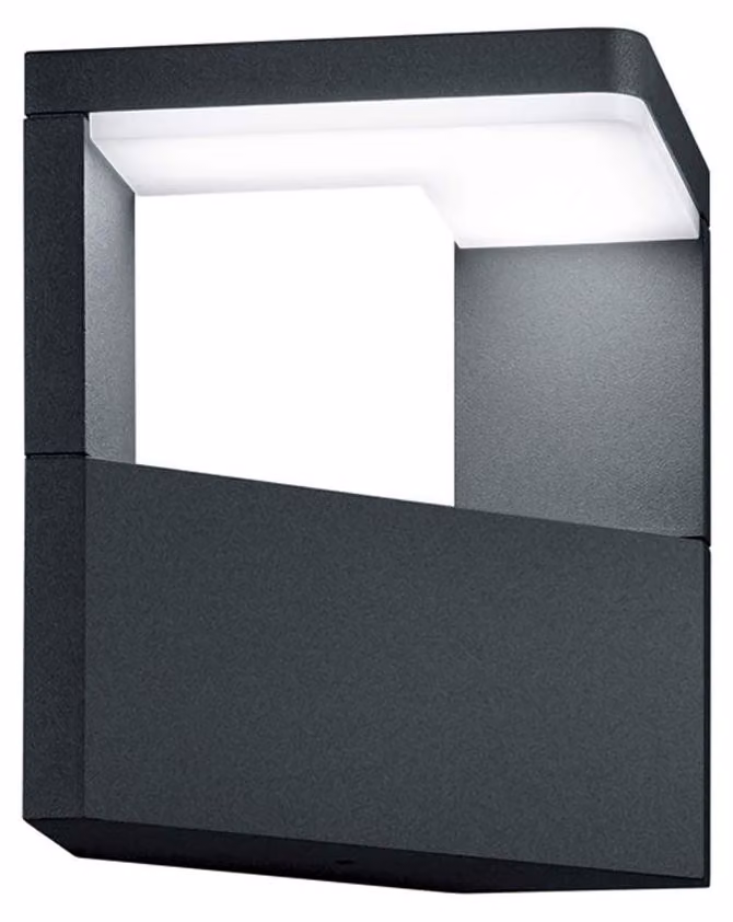 Lampada da parete in alluminio, colore antracite, 9W LED, 1000 lumen, 3000K, grado di protezione IP54