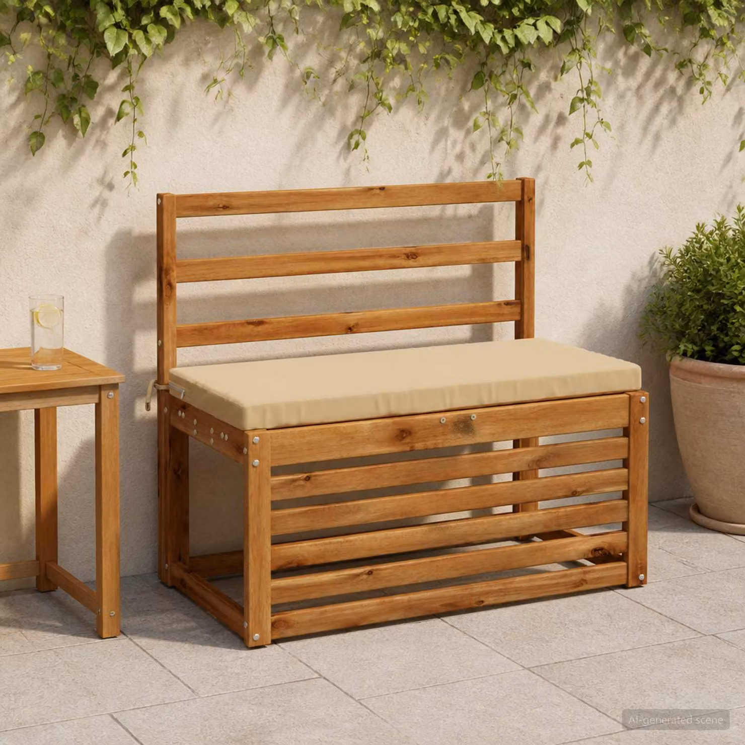 Set di 2 cuscini per panchina vidaXL SOEST in poliestere beige con rivestimento rimovibile e resistente ai raggi UV