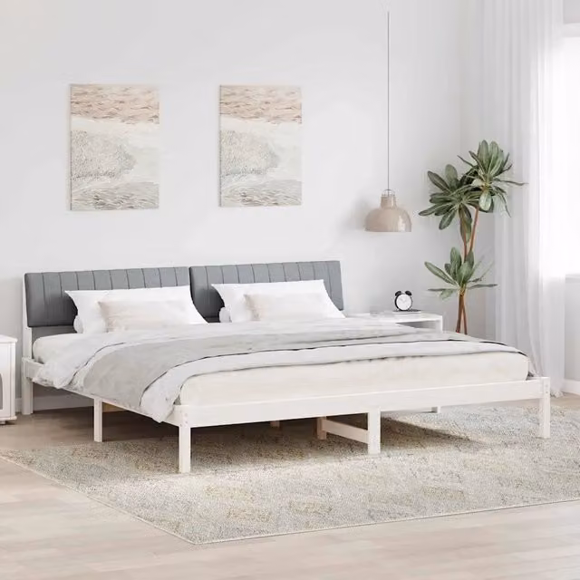 Struttura del Letto Bianco e grigio chiaro 200 x 200 cm 3394352