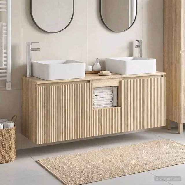 Set di Armadi da Bagno 3 pz Rovere Sonoma 135 x 35 x 80 cm 3405659
