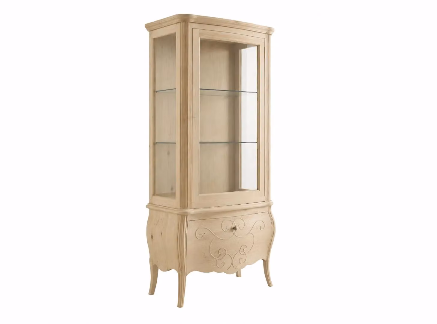 Vetrina in legno grezzo con un cassetto e una porta in vetro Mobili 2G L/P/H: 88 x 46 x 205 cm – 2