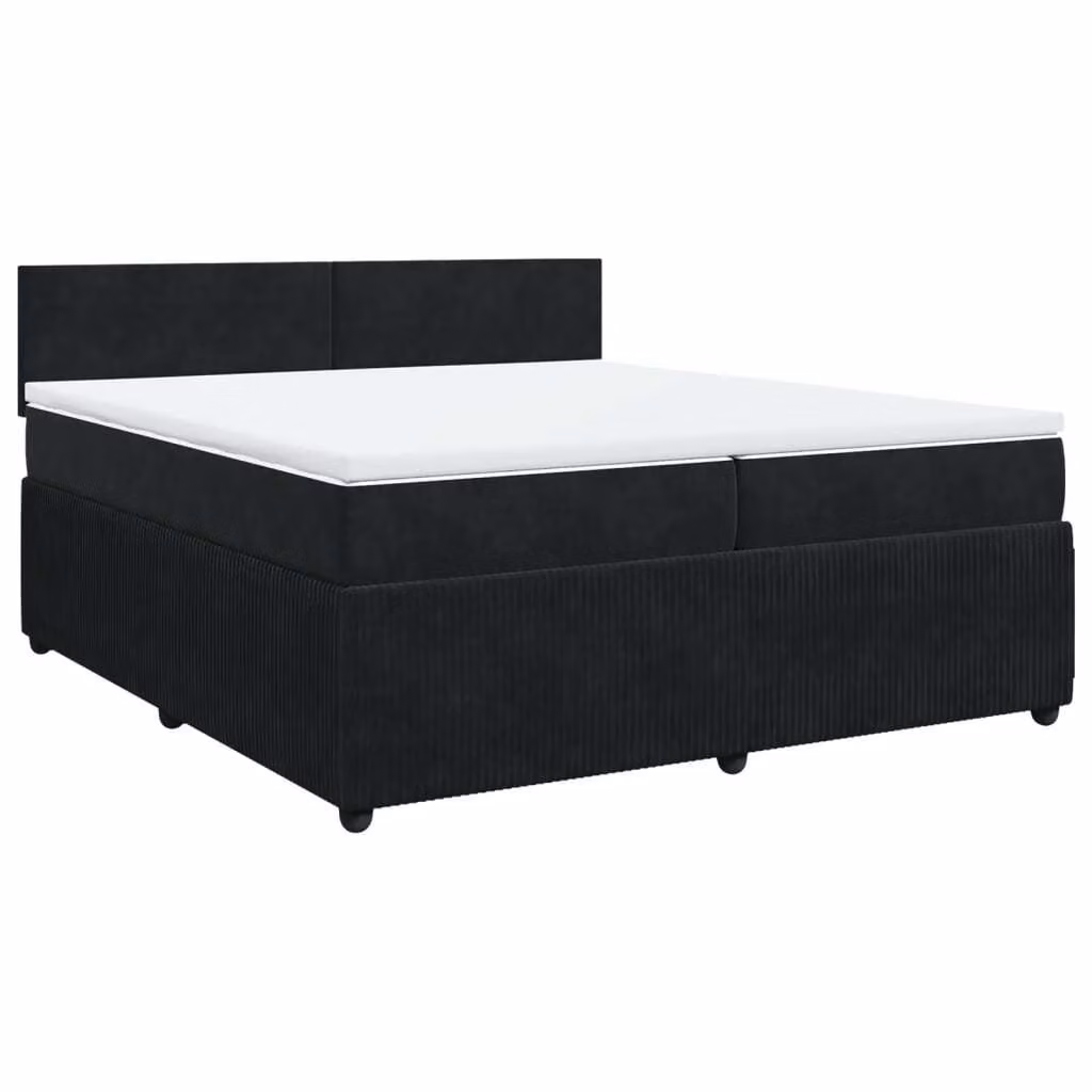 Giroletto a Molle con Materasso Nero 200x200 cm in Velluto