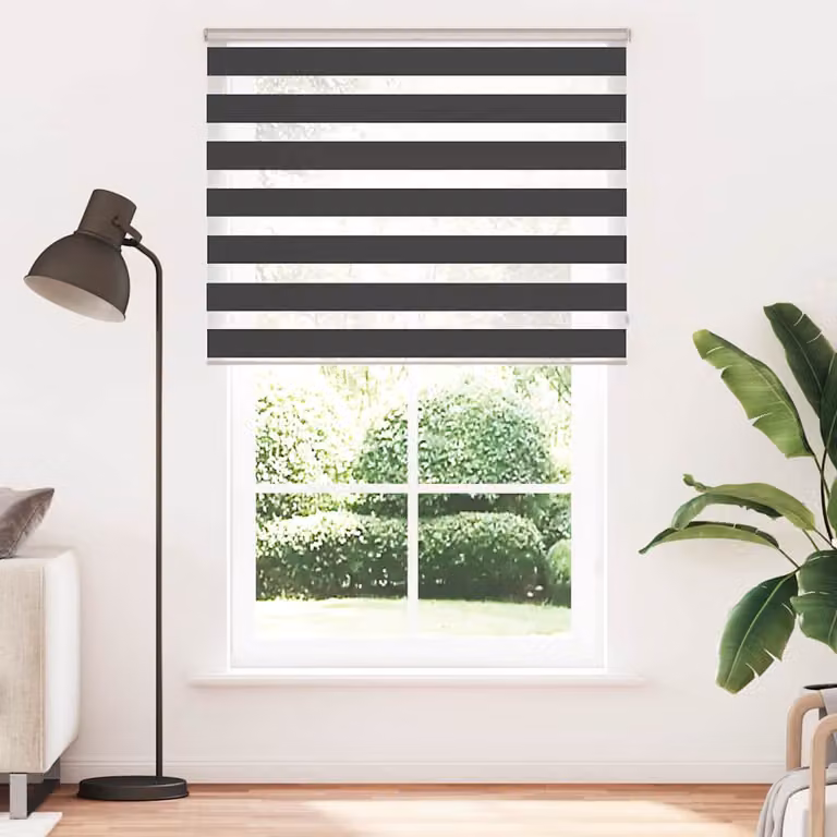 vidaXL Tenda a Rullo Zebra Nero Larghezza Tessuto 135,9 cm Poliestere
