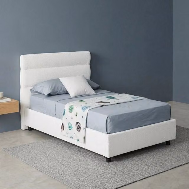 Letto Singolo Adalpina DMORA con Materasso Incluso, Struttura in Metallo e Tessuto con Base a Sollevamento, Bianco, L 80 cm x P 200 cm – 1