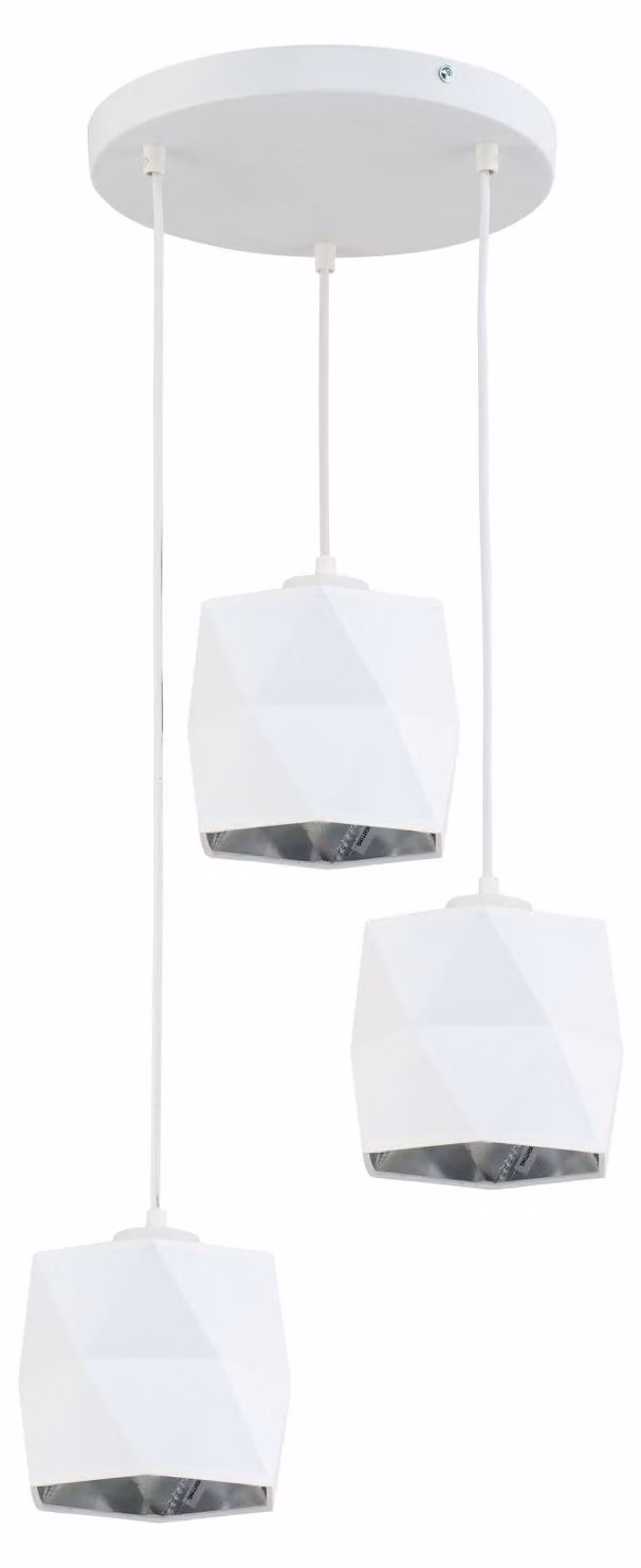 Lampada a sospensione in tessuto metallico in bianco argento a 3 luci E27 moderna lampada a sospensione tavolo da pranzo soggiorno