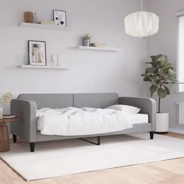 Divano Letto con Materasso-Sofa Letto-Daybed Grigio Chiaro 90x200 cm in Tessuto 266019