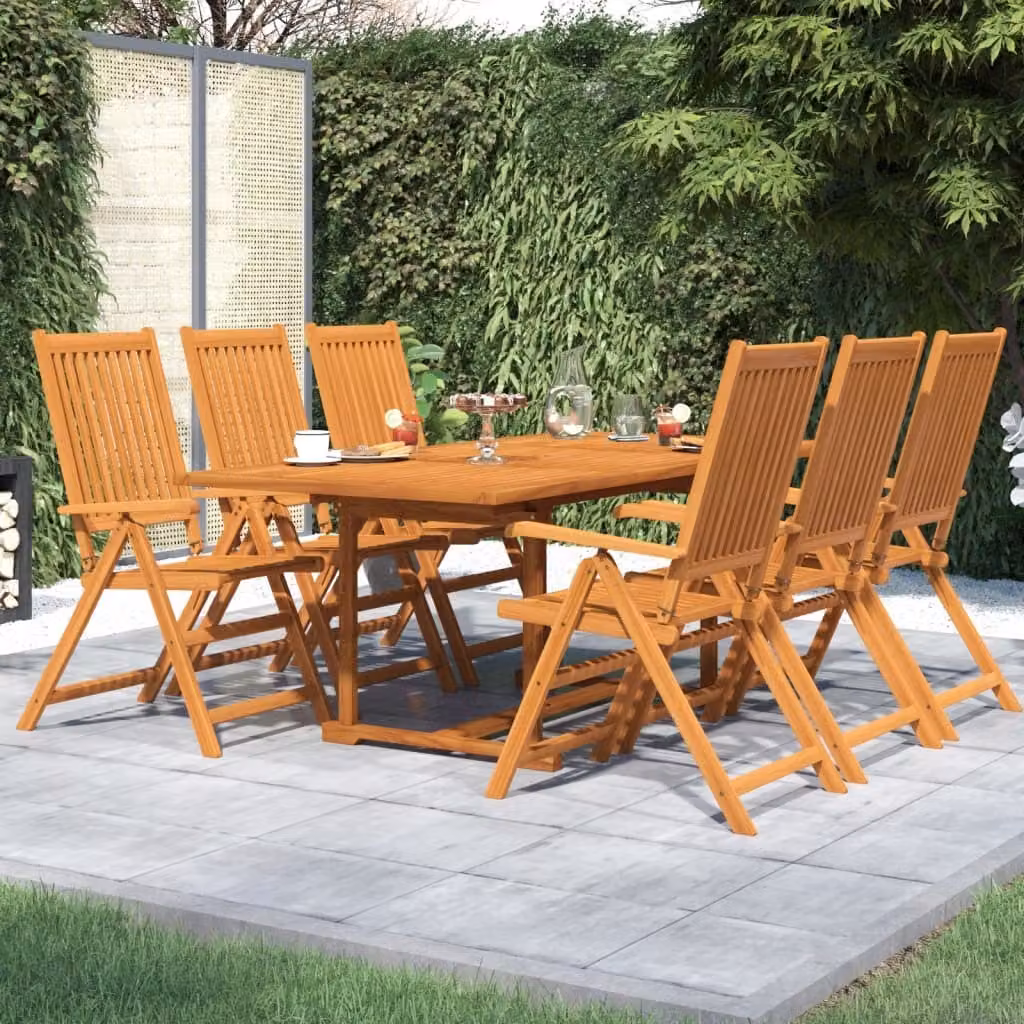 The Living Store 7 pezzi. Set da pranzo da giardino in legno massiccio di acacia