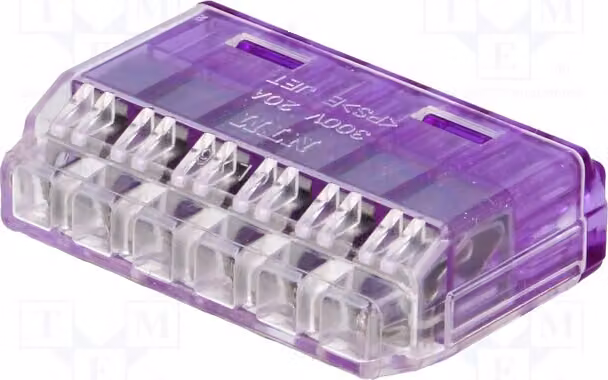 Connettori rapidi QLX per cavi da 1,5 a 2,5 mm², tensione nominale 600V, confezione da 10. Connettori rapidi QLX serie 6