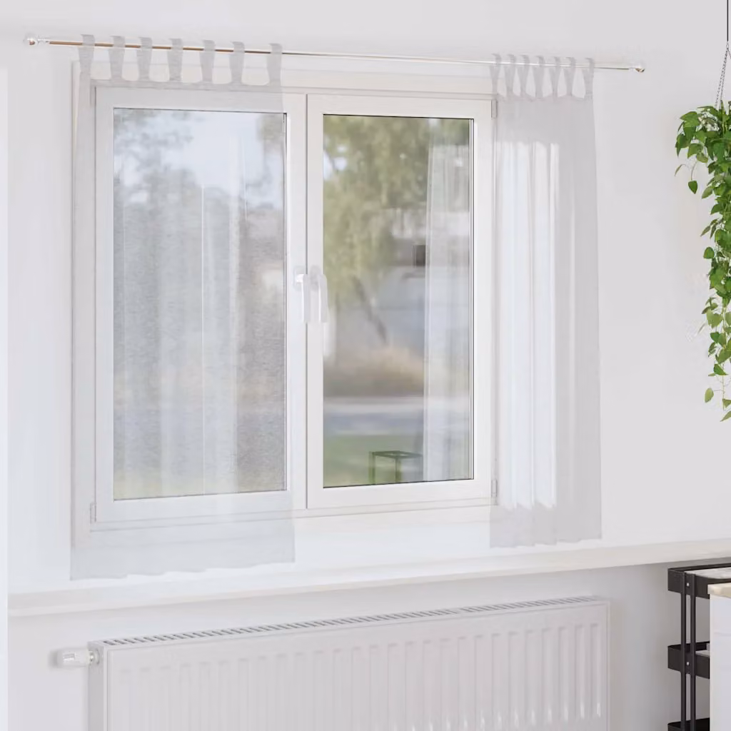 Set di 2 tende velate vidaXL in poliestere, colore grigio e bianco, L: 175 cm, H: 140 cm