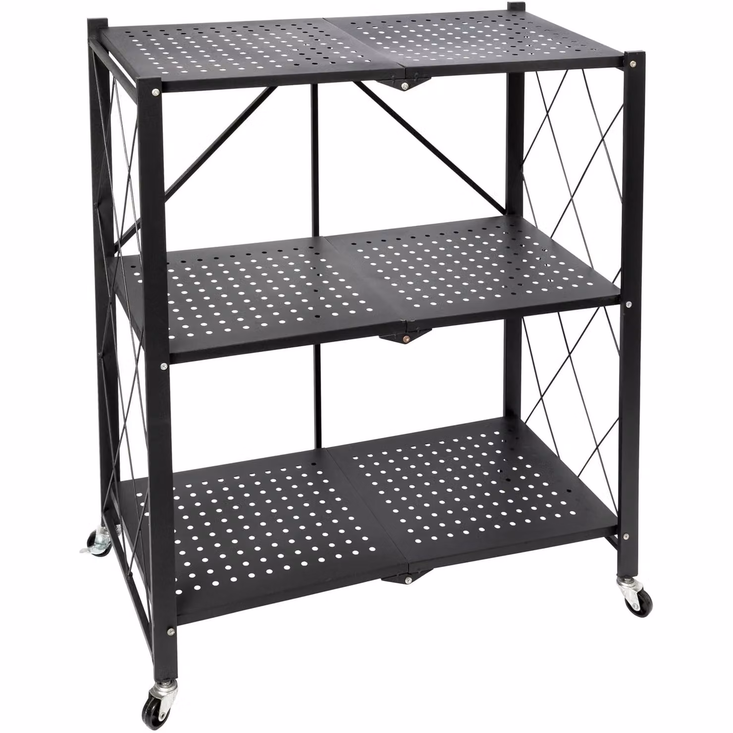 Scaffale multiuso VESTIAMO CASA con 3 ripiani richiudibili in metallo nero stile industrial H 87 cm x L 71 cm x P 34 cm – 1