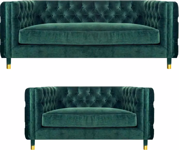 Set Komplett 2x Sofas Couchen Sofagarnitur Polstermöbel Modern Chesterfield