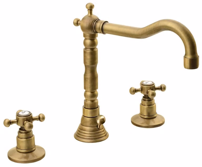 Sapho Reitano Rubinetteria Antea - Miscelatore da lavabo con bocca di erogazione, installazione 3 fori, bronzo 3226