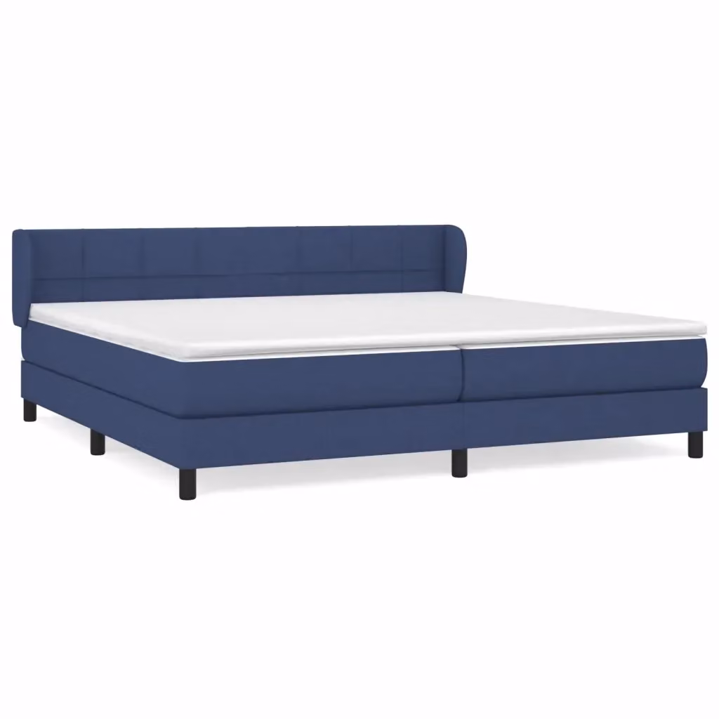 Letto Ibrido vidaXL con Giroletto a Molle e Materasso in Tessuto Blu e Bianco L/P: 200 x 200 cm – 2