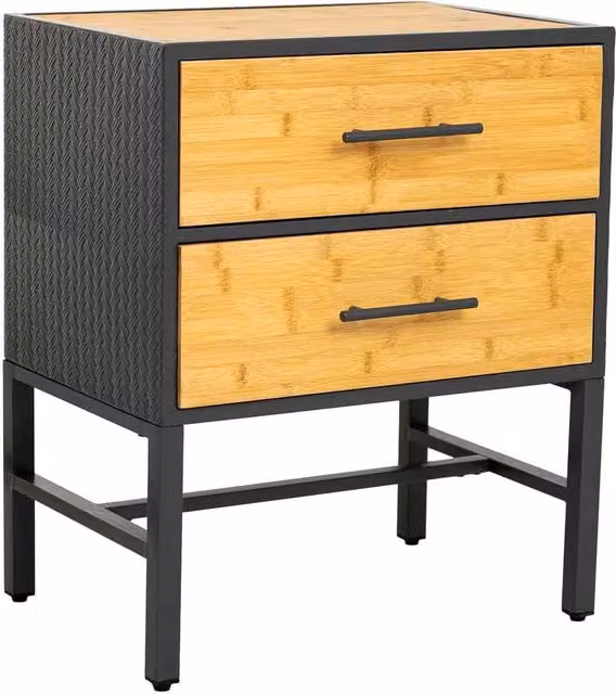 Comodino industrial Wanderlust Deco in metallo e legno nero L: 50 cm, P: 35 cm, H: 60 cm – 1