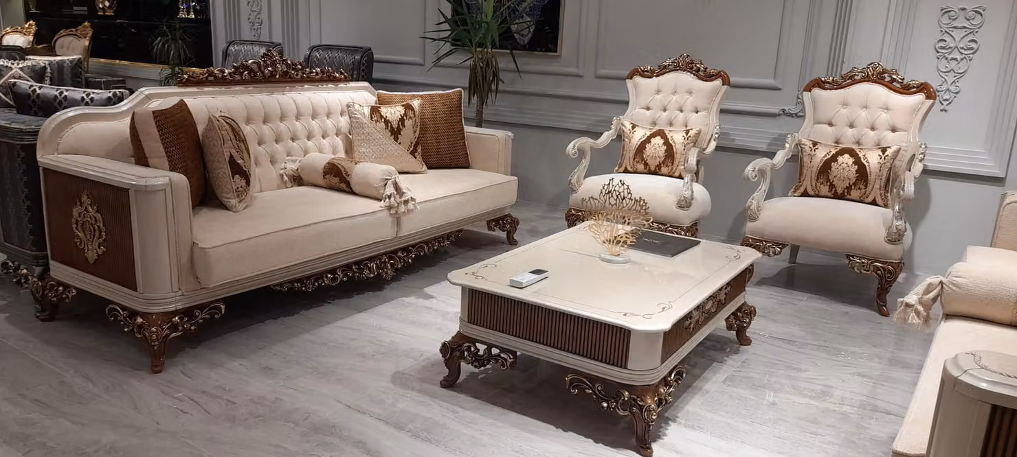 Klassische Couchgarnitur 4tlg. Set 311 Sitz + Couchtisch Sofa Barock Rokoko