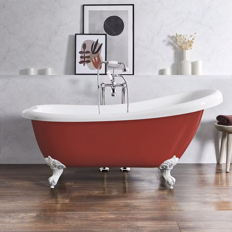 Vasca da Bagno Tradizionale Autoportante - 1710mm x 740mm - Giallo - Piedini Vasca Neri