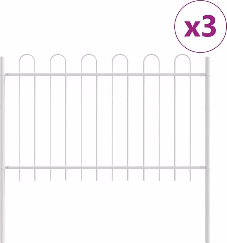 Recinzione per Giardino 3 pcs Bianco 5,1 x 1 m