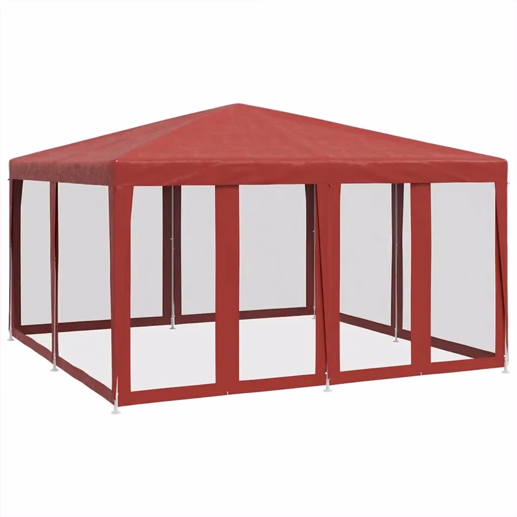 Tenda Gazebo Hip per Feste Rossa con 8 Pareti Laterali in Rete L/P: 400 x 400 cm – 2
