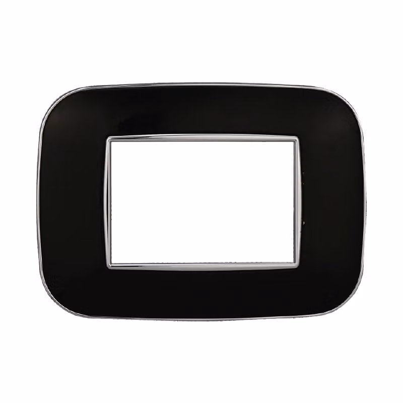 Placca compatibile Bticino Axolute 3 moduli plastica colore nero Orbis serie Moon Ettroit AN91302