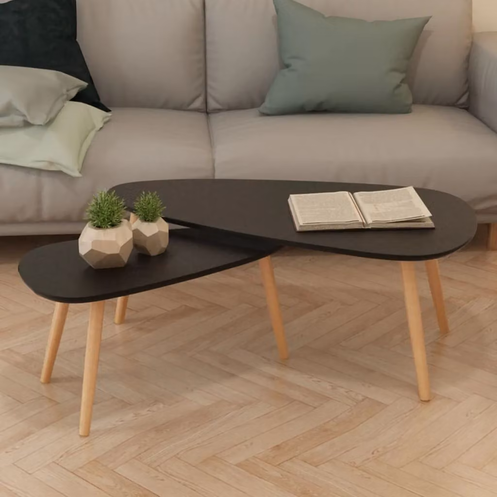 Maison Exclusive - Set di 2 tavolini da salotto in legno massello di pino nero