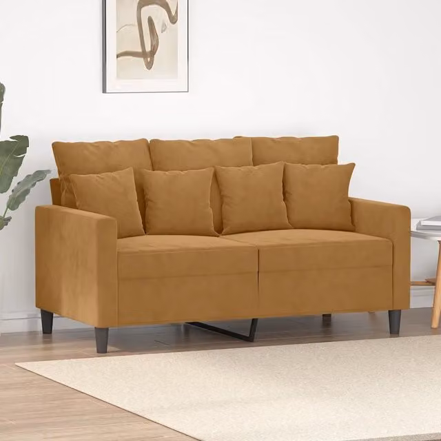 Divano a 2 Posti marrone 120 cm in Velluto 359300