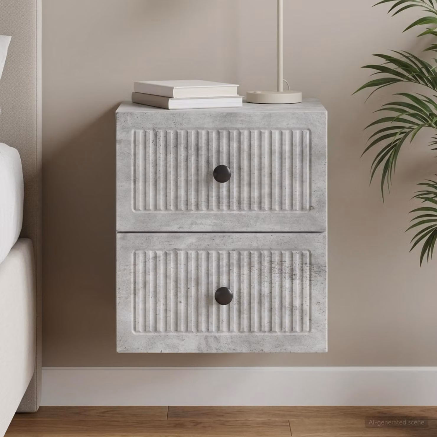 vidaXL Mobiletto da notte sospeso Grigio Cemento L 33 cm, P 34,5 cm, H 40 cm
