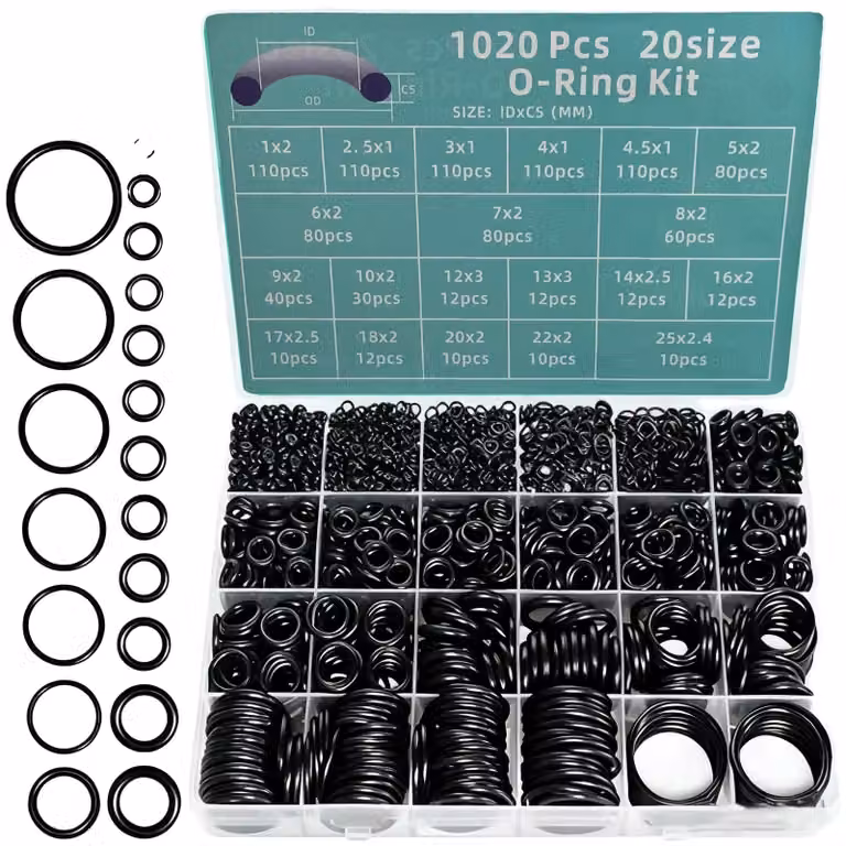 Kit di riparazione per guarnizioni O-ring, 1020 pezzi, materiale in gomma siliconica, varie dimensioni, adatto per applicazioni di riparazione, previene le perdite