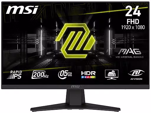 Monitor Gaming MSI MAG 244F da 23,8 pollici Full-HD IPS, 200 Hz, Nero