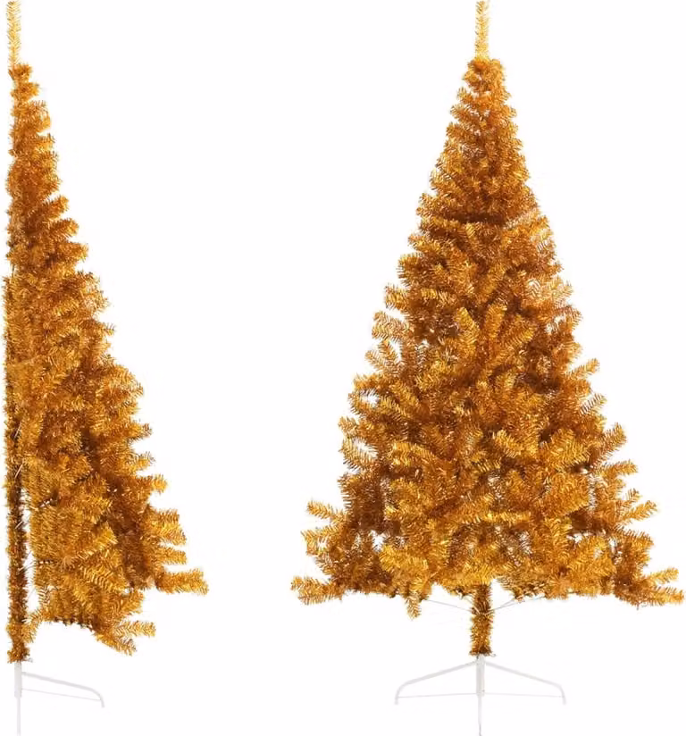 Maison Exclusive - Albero di Natale artificiale a metà, con supporto, color oro, 240 cm, materiale: PET