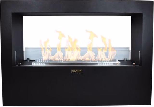 Camino a bioetanolo da terra per interno esterno Giotto S Nero 100x30x70