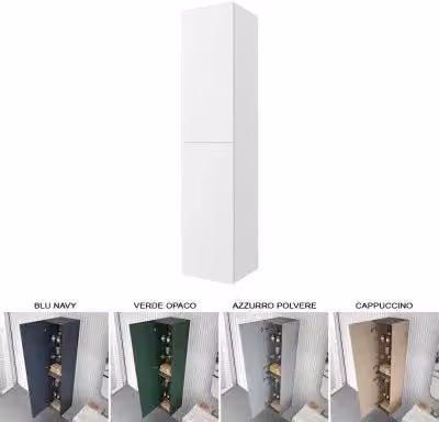 Colonna bagno sospesa Melody bianco opaco con ante soft-close e illuminazione LED Altezza: 160 cm